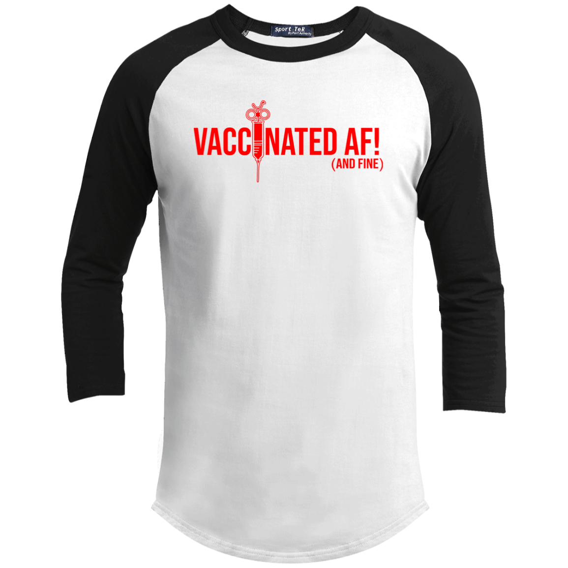 ArtichokeUSA Custom Design. Vaccinated AF (and fine). Youth 3/4 Raglan Sleeve Shirt