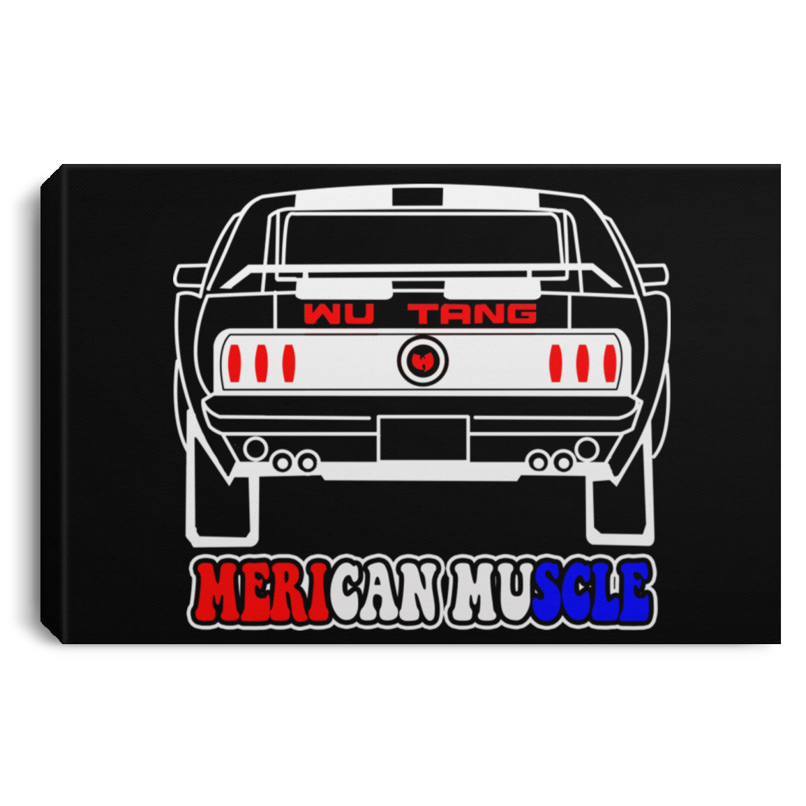 ArtichokeUSA Custom Design. Merican Muscle. Wu-Tang / Mustang Parody. Landscape Canvas .75in Frame