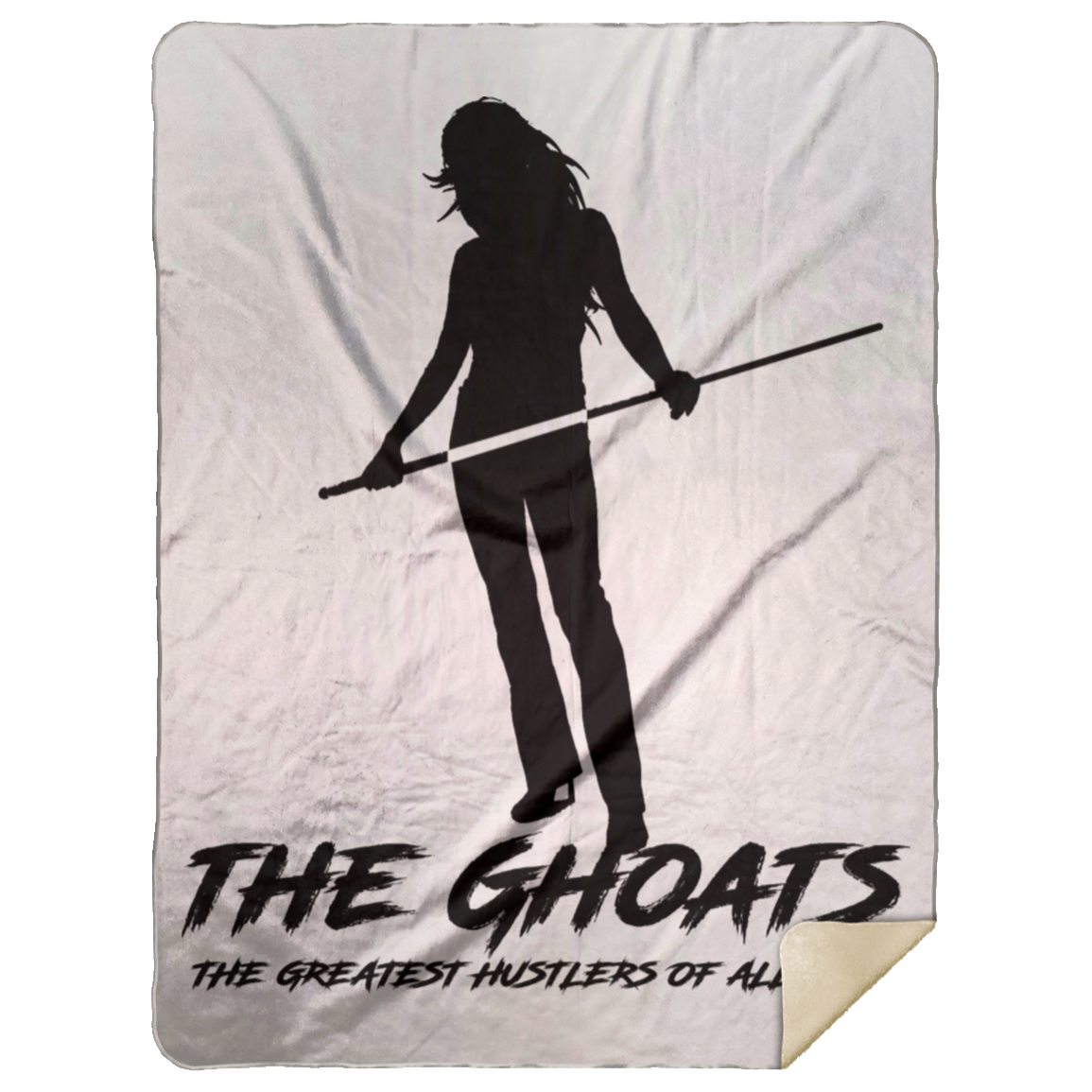 The GHOATS custom design #36. Shark Sighted. Female Pool Shark. Shoot At Your Own Risk. Pool / Billiards. Premium Mink Sherpa Blanket 60x80