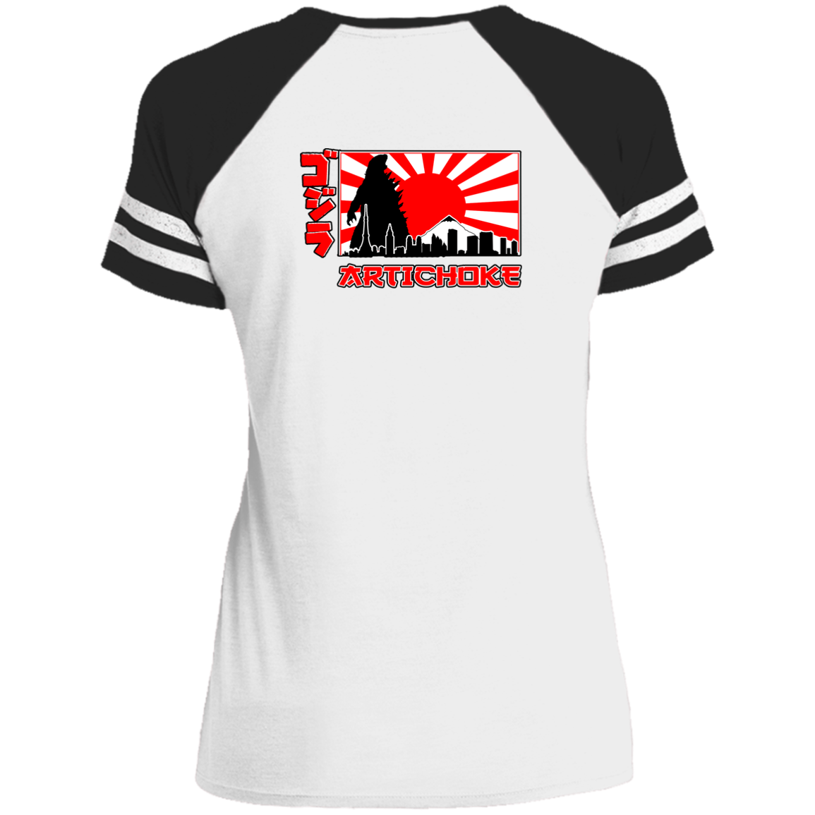 ArtichokeUSA Custom Design. Fan Art Mechagodzilla/Godzilla. Ladies' Game V-Neck T-Shirt