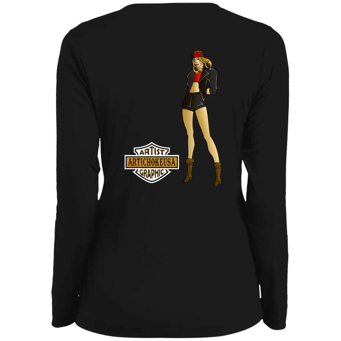 ArtichokeUSA Custom Design. Façade: (Noun) A false appearance that makes someone or something seem more pleasant or better than they really are. Ladies' Moisture-Wicking Long Sleeve V-Neck Tee