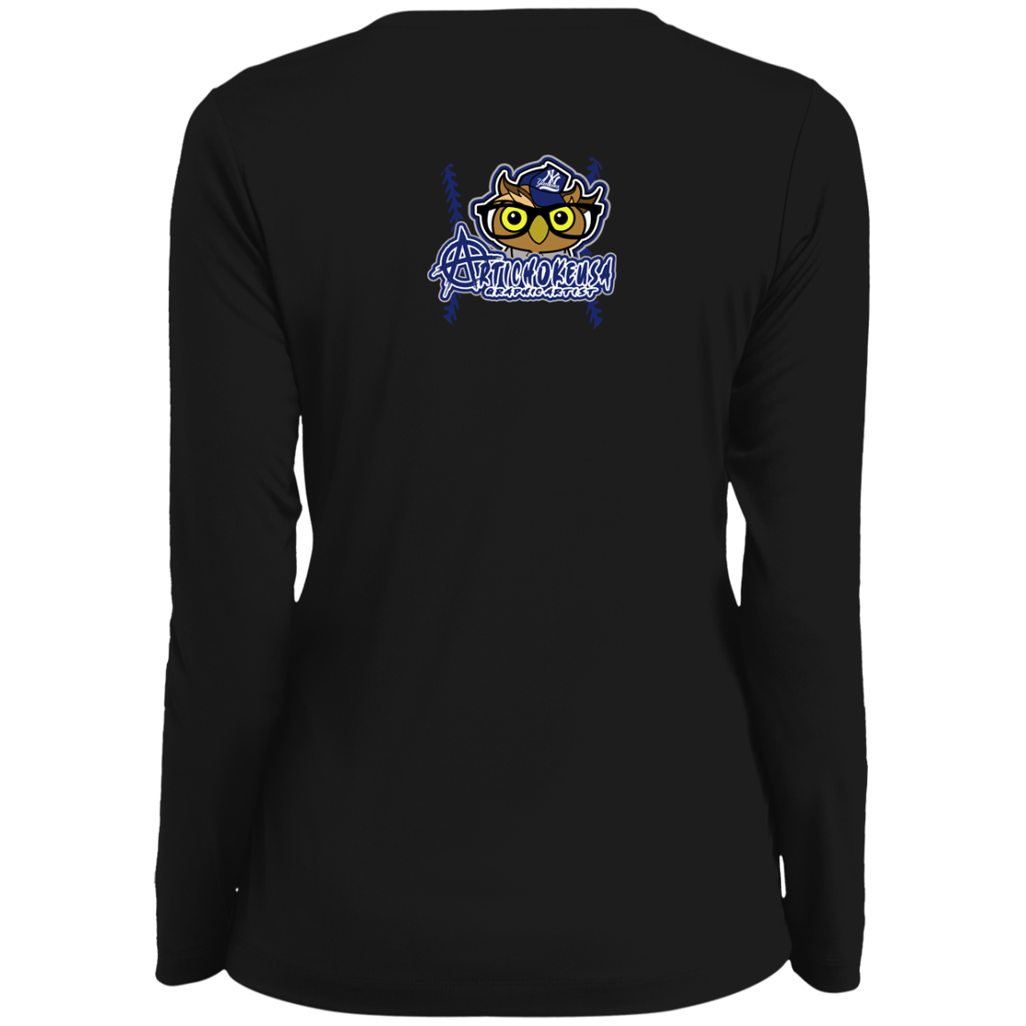 ArtichokeUSA Custom Design. Vaccinated AF (and fine). Ladies' Moisture-Wicking Long Sleeve V-Neck Tee