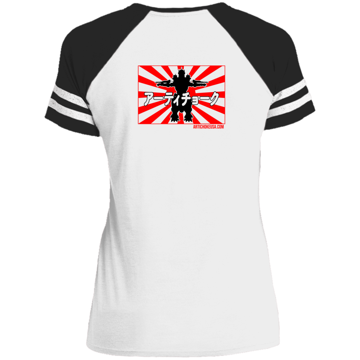 ArtichokeUSA Custom Design. Fan Art Godzilla/Mecha Godzilla. Ladies' Game V-Neck T-Shirt