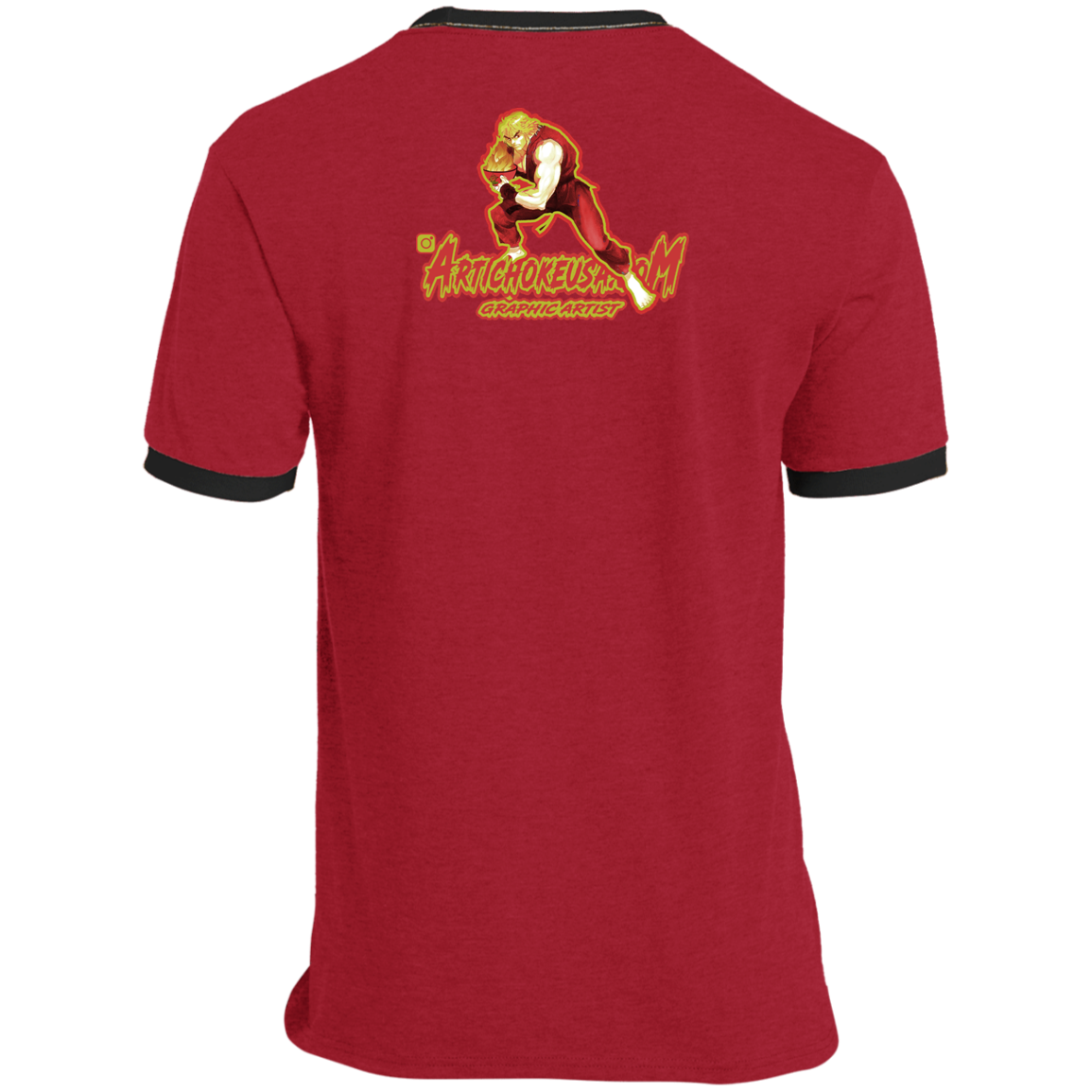 ArtichokeUSA Custom Design. Pho Ken Artichoke. Street Fighter Parody. Gaming. Ringer Tee