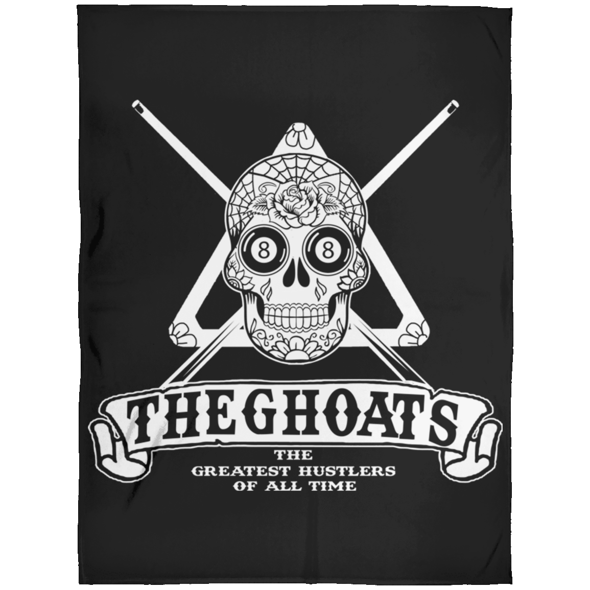 The GHOATS Custom Design #37. Sugar Skull Pool Theme. Fleece Blanket 60x80