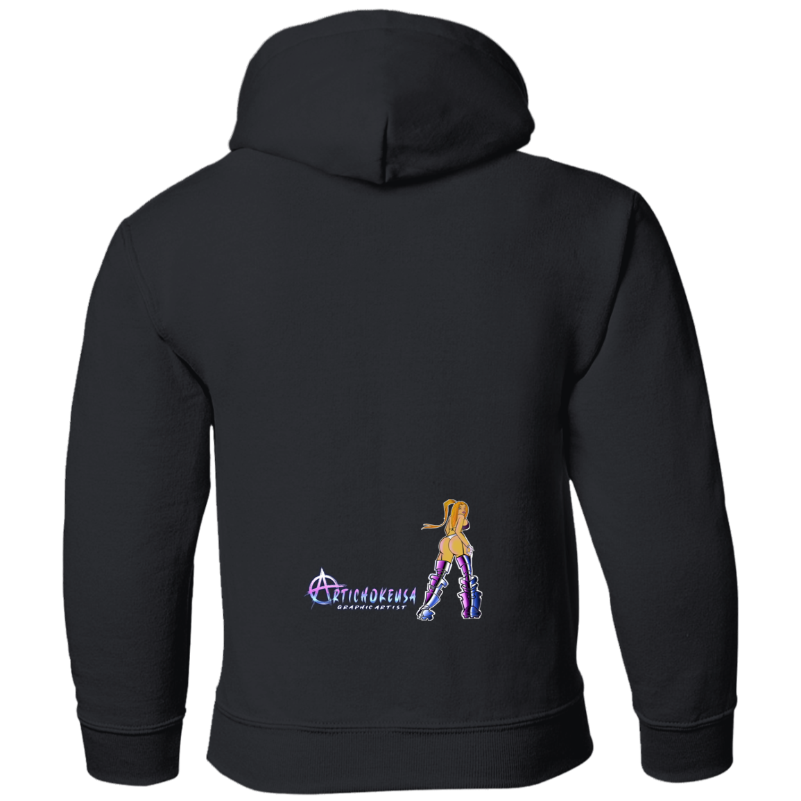 ArtichokeUSA Character and Font design. Let's Create Your Own Team Design Today. Dama de Croma. Youth Hoodie