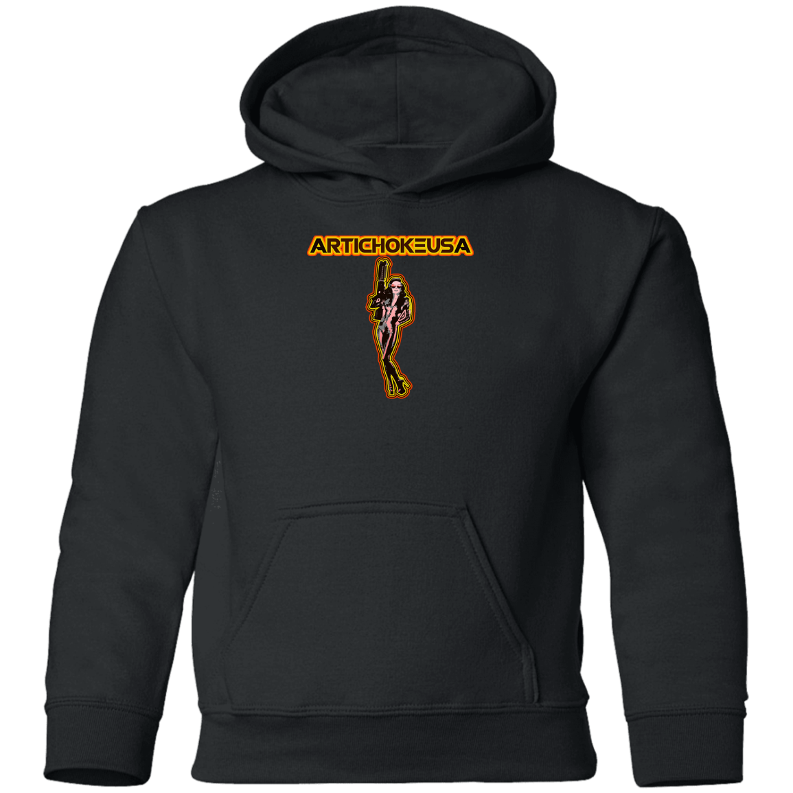 ArtichokeUSA Character and Font design. Let's Create Your Own Team Design Today. Mary Boom Boom. Youth Pullover Hoodie