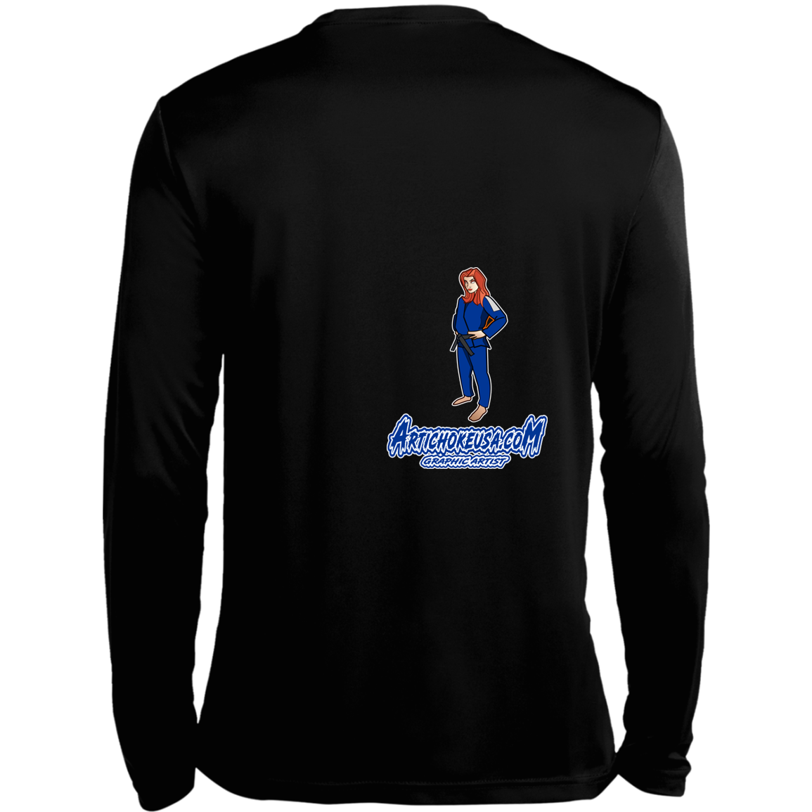 ArtichokeUSA Character and Font design. Let's Create Your Own Team Design Today. Amber. Long Sleeve Moisture-Wicking Tee