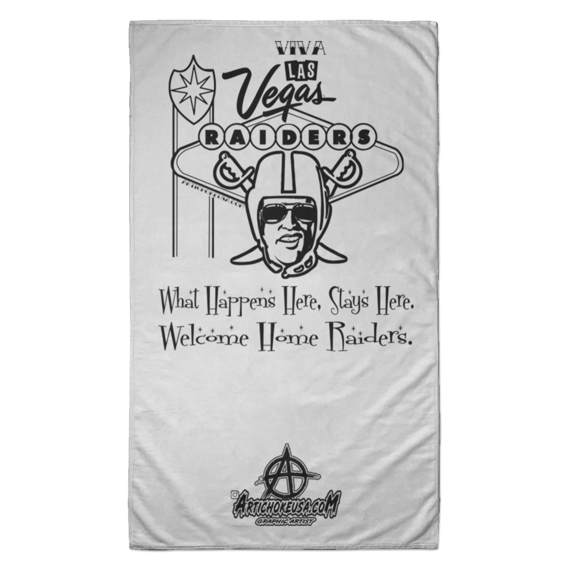 ArtichokeUSA Custom Design. Las Vegas Raiders. Las Vegas / Elvis Presley Parody Fan Art. Let's Create Your Own Team Design Today. Towel - 35x60