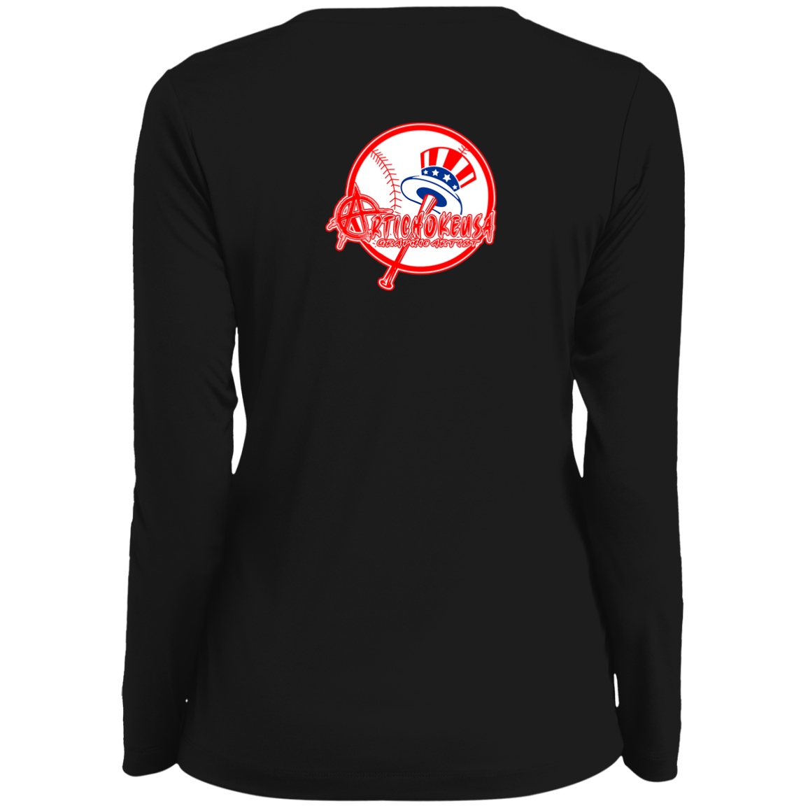 ArtichokeUSA Character and Font Design. Let’s Create Your Own Design Today. Brooklyn. Ladies' Moisture-Wicking Long Sleeve V-Neck Tee