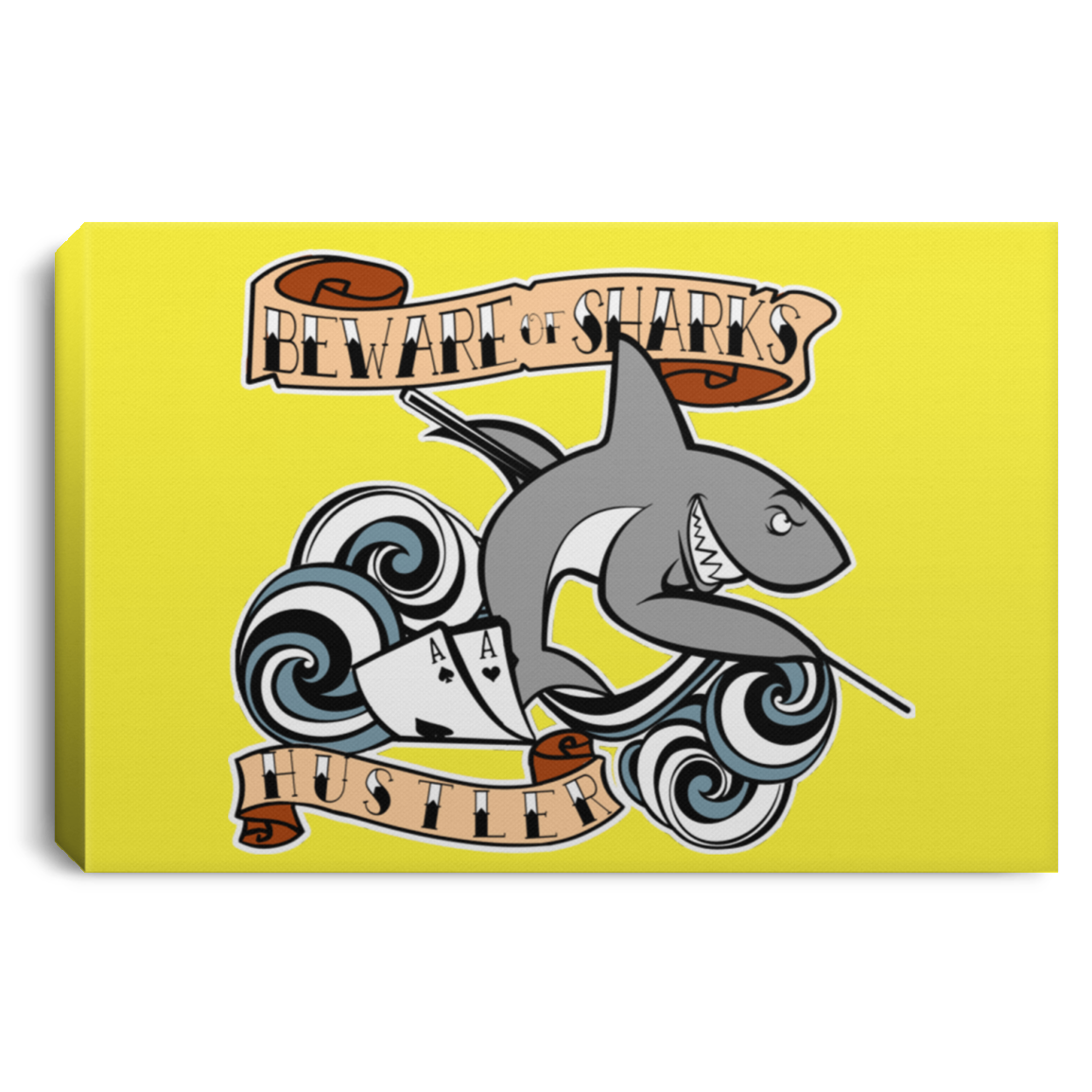 The GHOATS custom design #4. Beware of Sharks. Deisgned for my Dad, the best Pool and Card Shark out there. Let's create something for someone you know. Pool/Billiards. Landscape Canvas .75in Frame
