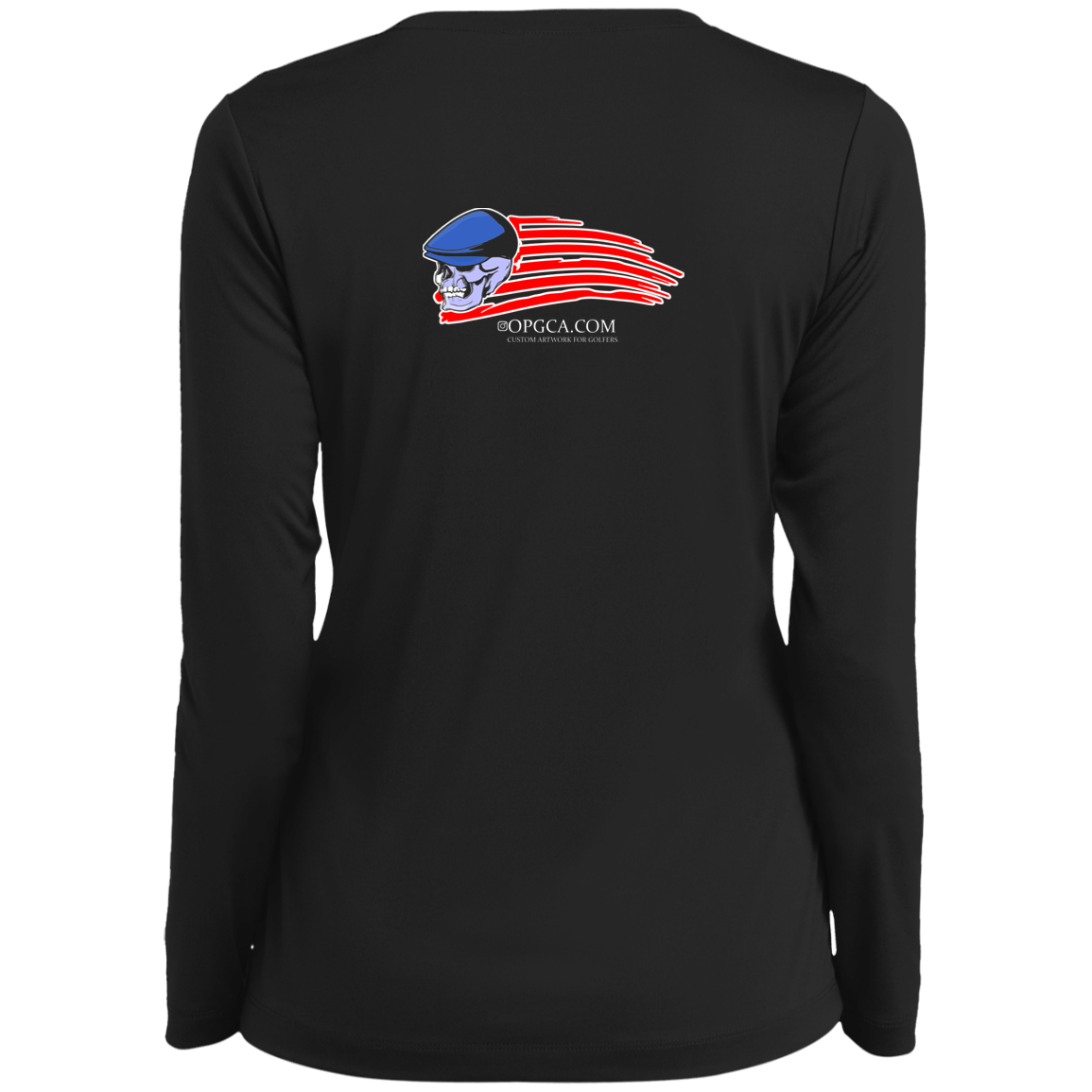 OPG Custom Design #12. Golf America. Male Edition. Ladies’ Long Sleeve Performance V-Neck Tee