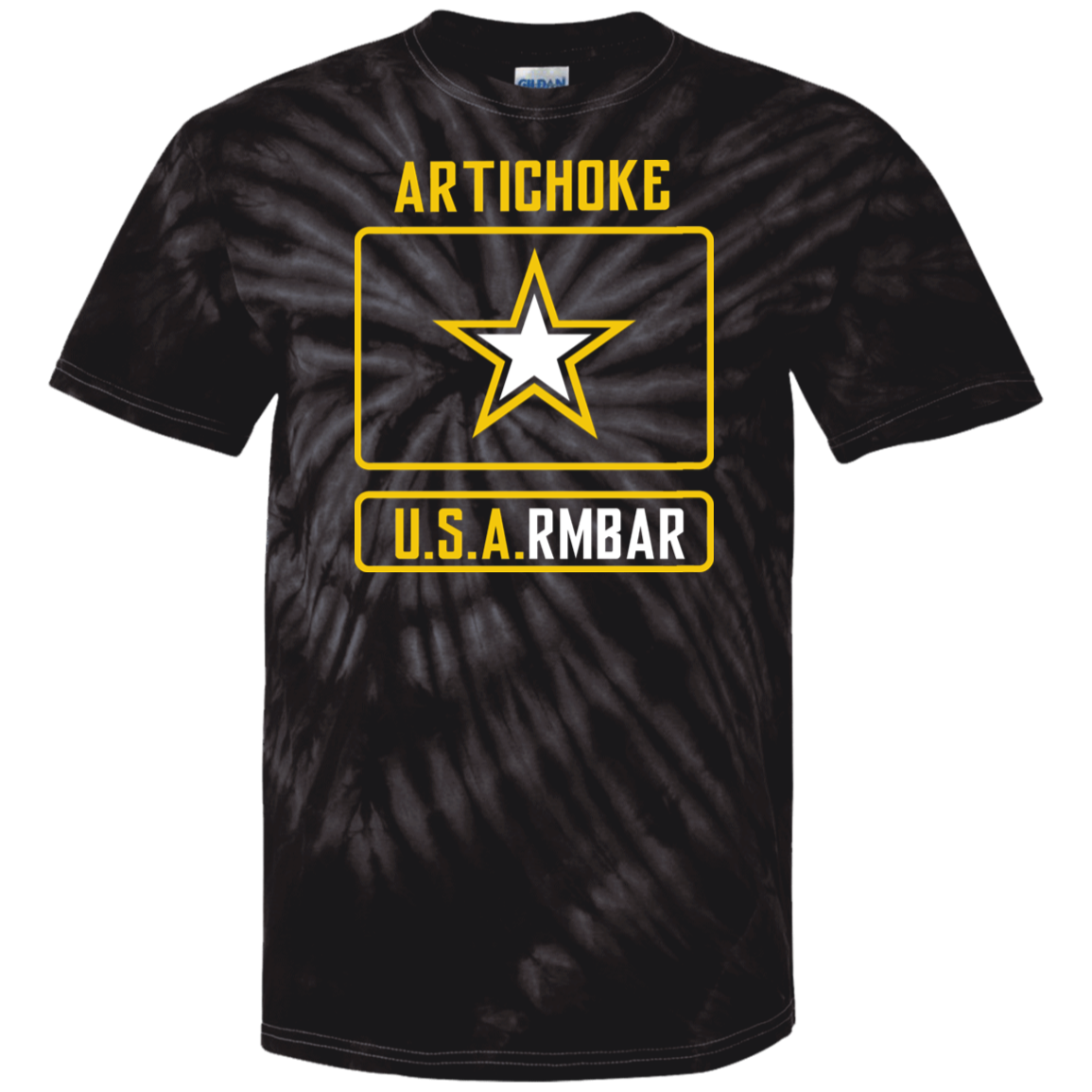 ArtichokeUSA Custom Design #54. Artichoke USArmbar. US Army Parody. Tie Dye 100% Cotton T-Shirt