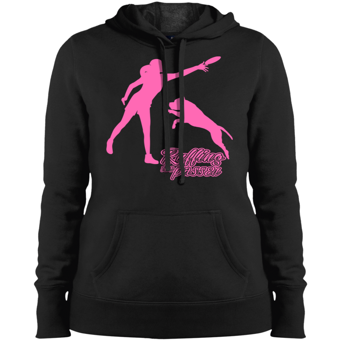 ArtichokeUSA Custom Design. Ruffing the Passer. Pitbull Edition. Female Version. Ladies' Pullover Hooded Sweatshirt
