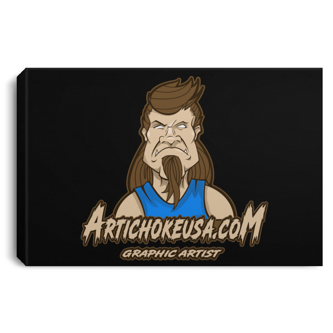 ArtichokeUSA Character and Font design. Let's Create Your Own Team Design Today. Mullet Mike. Landscape Canvas .75in Frame