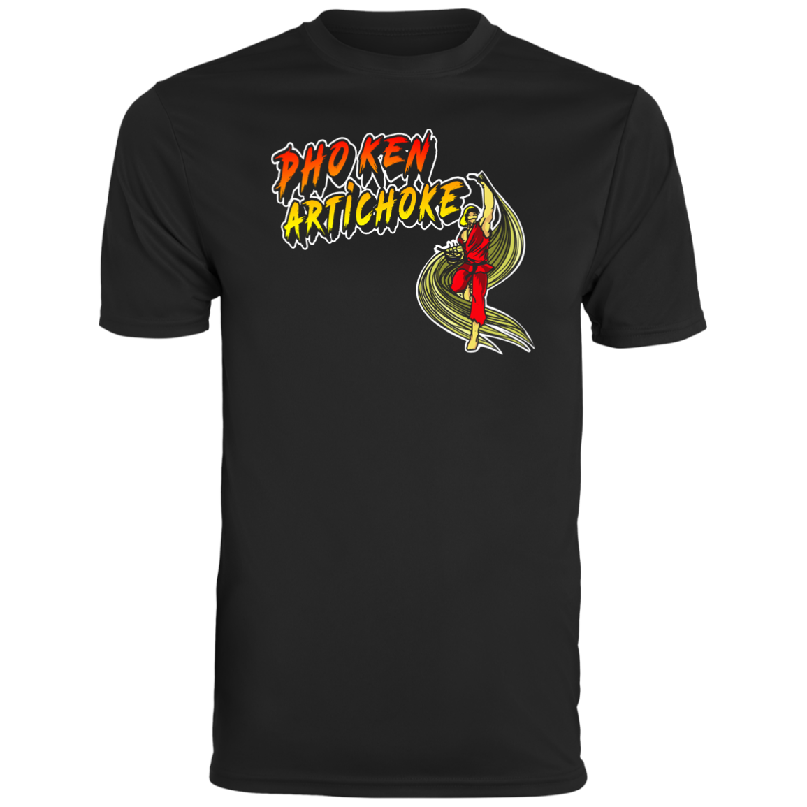 ArtichokeUSA Custom Design. Pho Ken Artichoke. Street Fighter Parody. Gaming. Men's Moisture-Wicking Tee