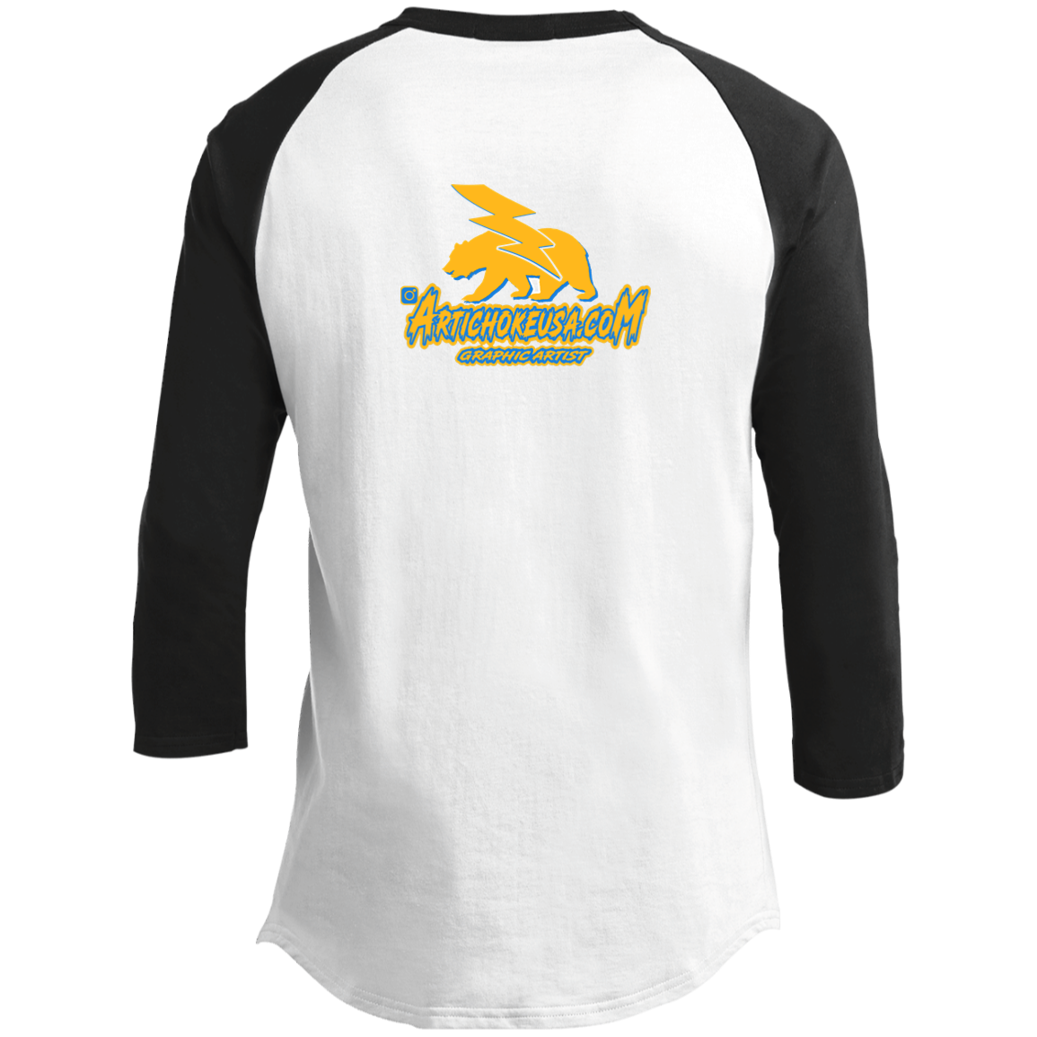 ArtichokeUSA Custom Design. Los Angeles Chargers Fan Art. Youth 3/4 Raglan Sleeve Shirt
