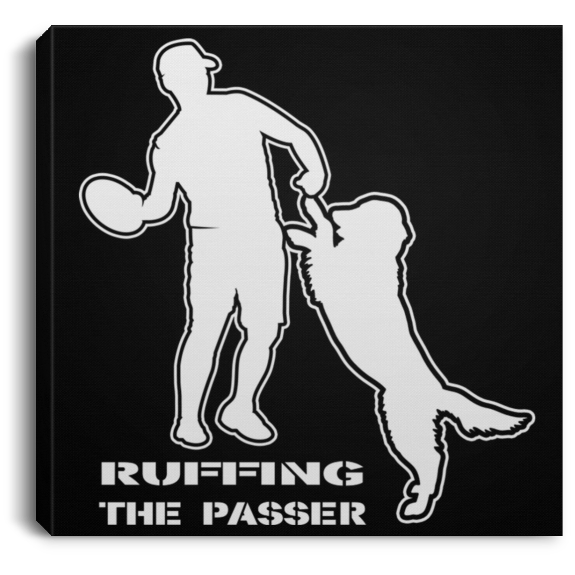 ArtichokeUSA Custom Design. Ruffing the Passer. Golden Lab Edition. Square Canvas .75in Frame