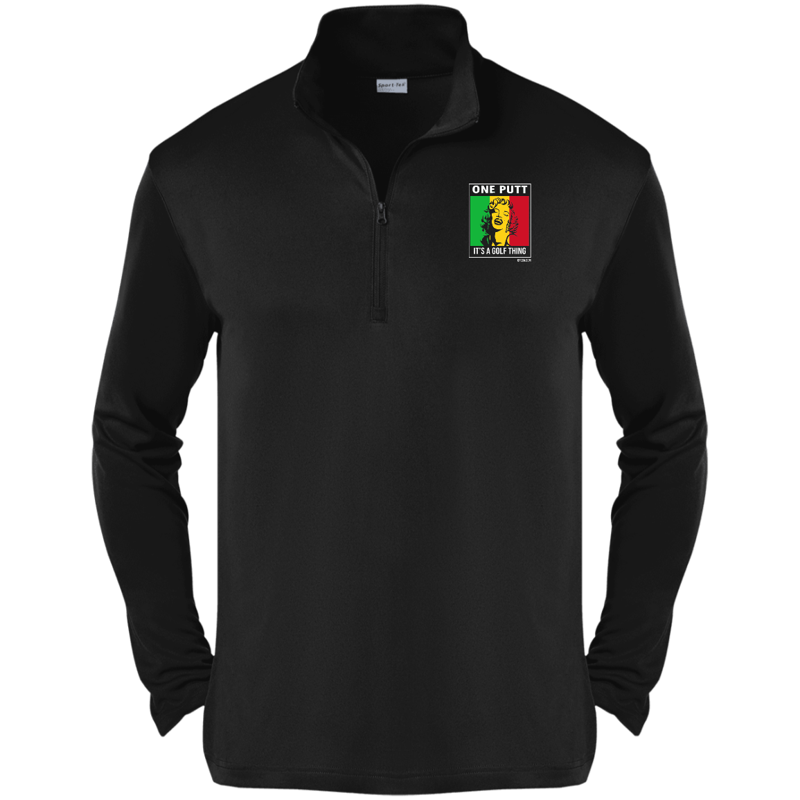 OPG Custom Design #22. One Putt / One Love Parody with Fan Art. Female Edition. 100% Polyester 1/4-Zip Pullover