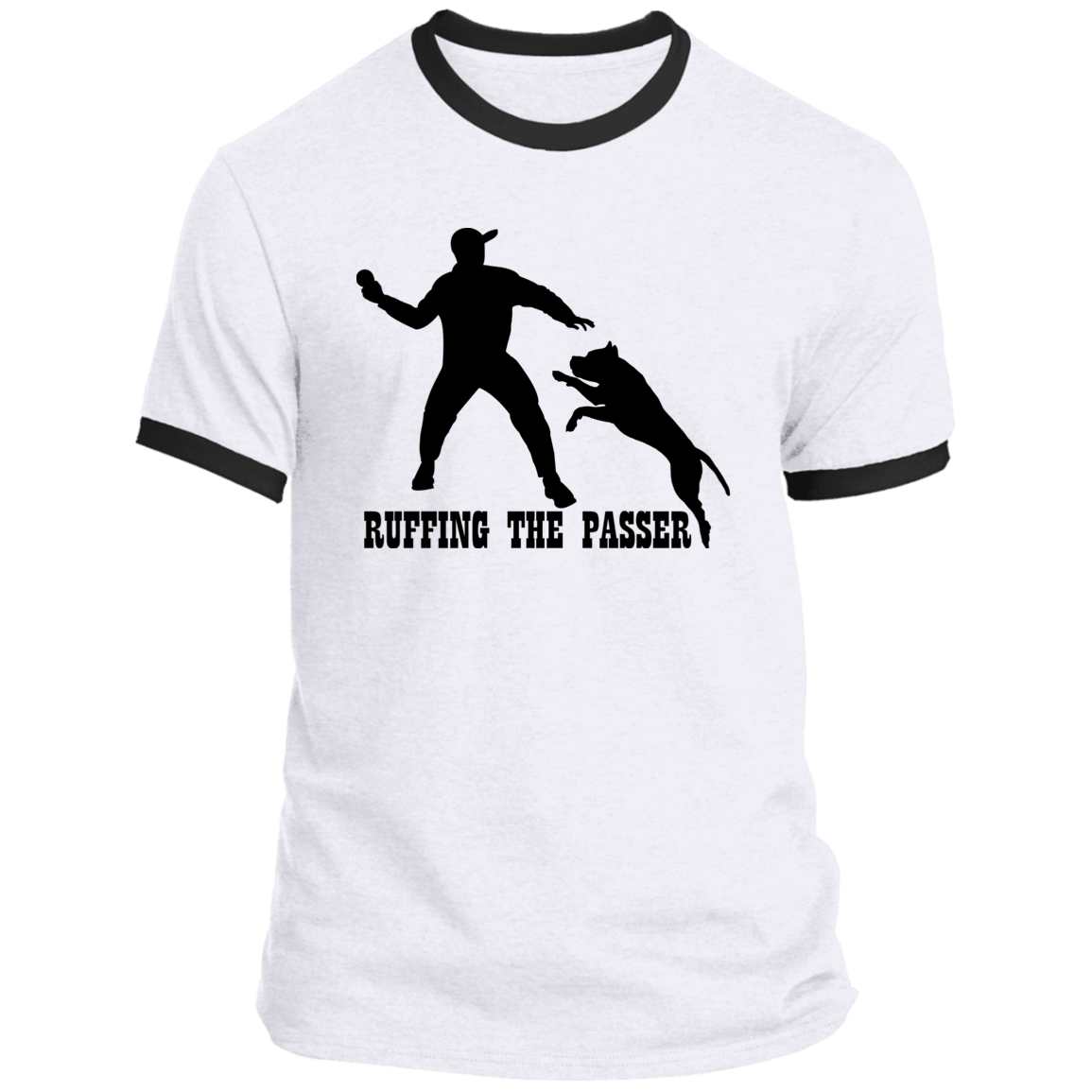 ArtichokeUSA Custom Design. Ruffing the Passer. Pitbull Edition. Male Version. Ringer Tee