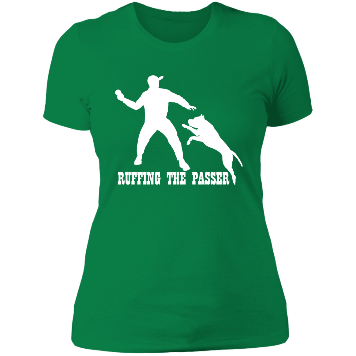 ArtichokeUSA Custom Design. Ruffing the Passer. Pitbull Edition. Male Version. Ladies' Boyfriend T-Shirt