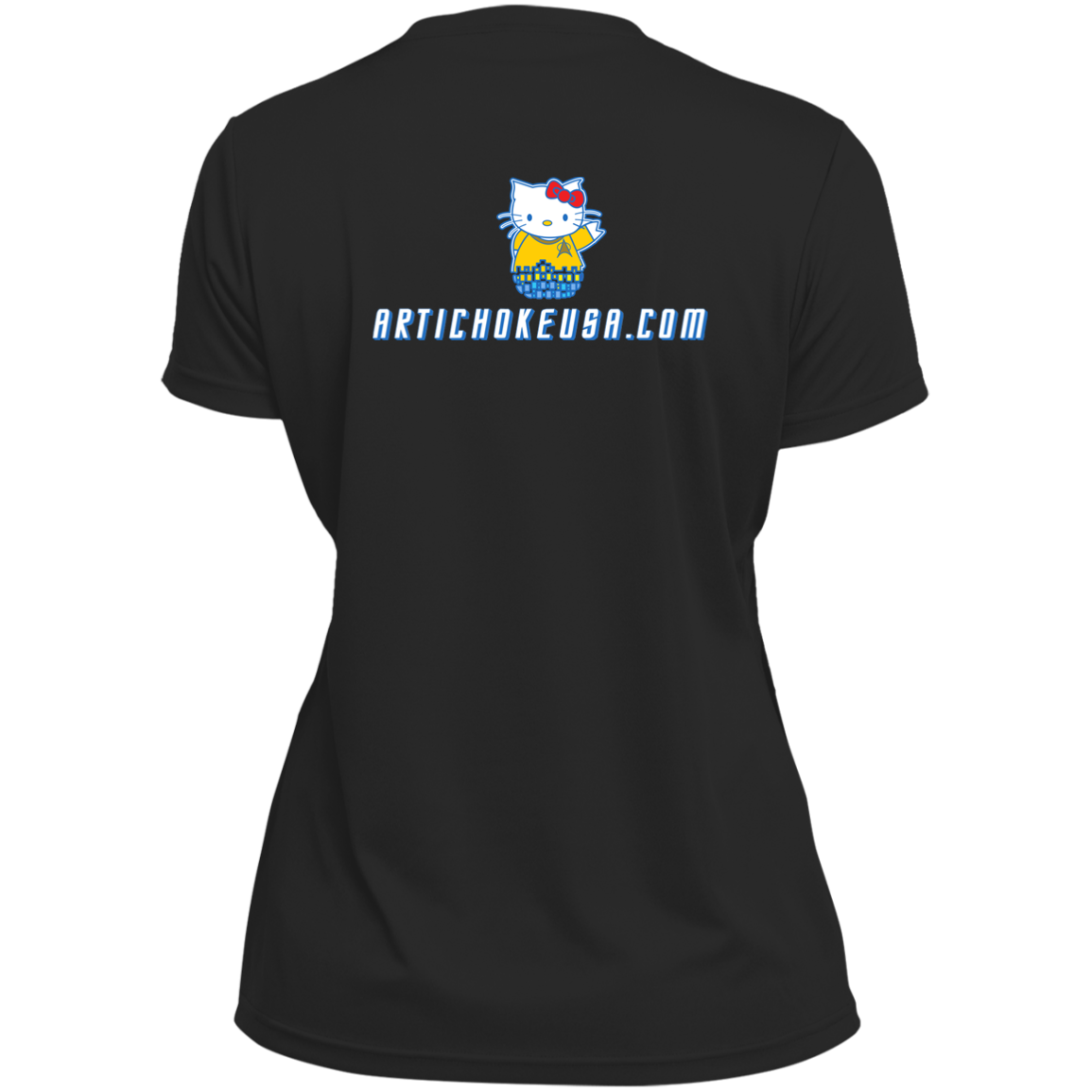 ArtichokeUSA Custom Design. Beam Me Up Kitty. Fan Art / Parody. Ladies’ Moisture-Wicking V-Neck Tee