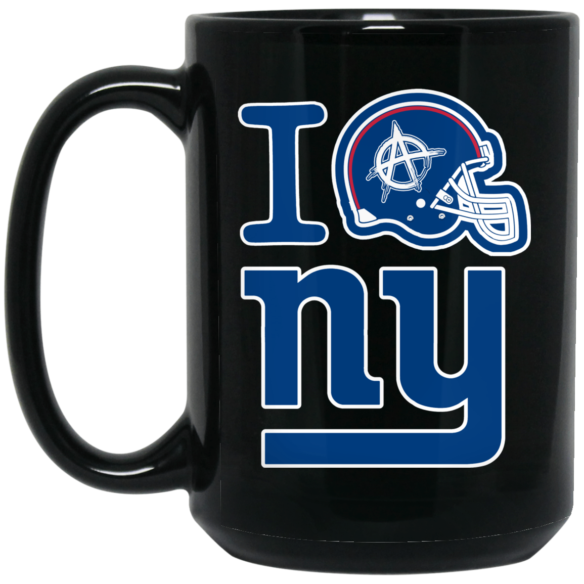ArtichokeUSA Custom Design. I Helmet NY. Fan Art. 15 oz. Black Mug