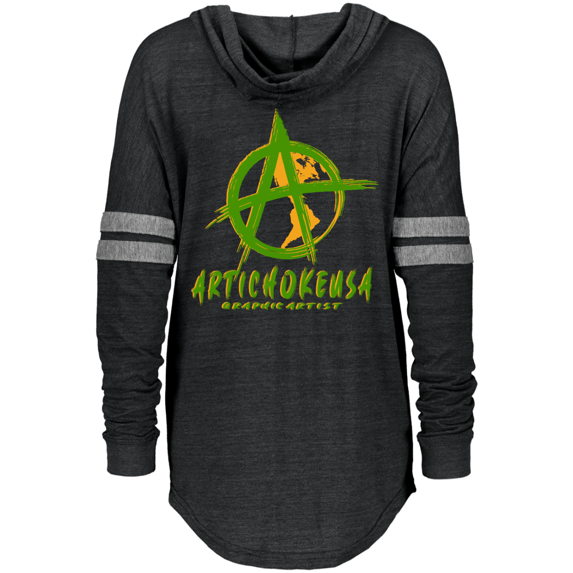 ArtichokeUSA Custom Design. EARTH-ART=EH. Ladies Hooded Low Key Pullover