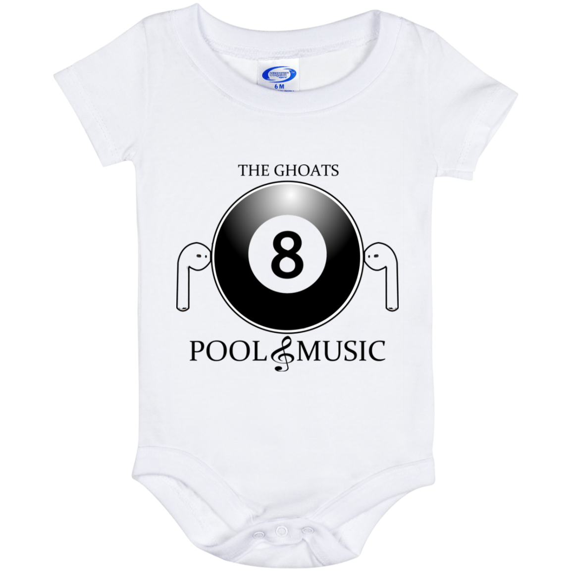 The GHOATS Custom Design. #19 Pool & Music. Baby Onesie 6 Month