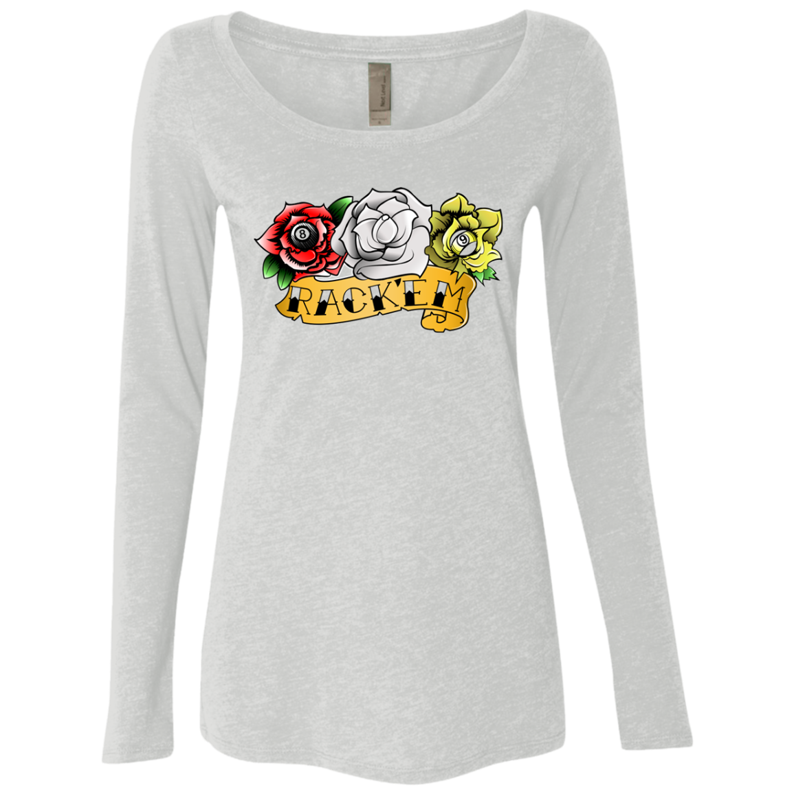 The GHOATS Custom Design. #28 Rack Em' (Ladies only). Ladies' Triblend LS Scoop