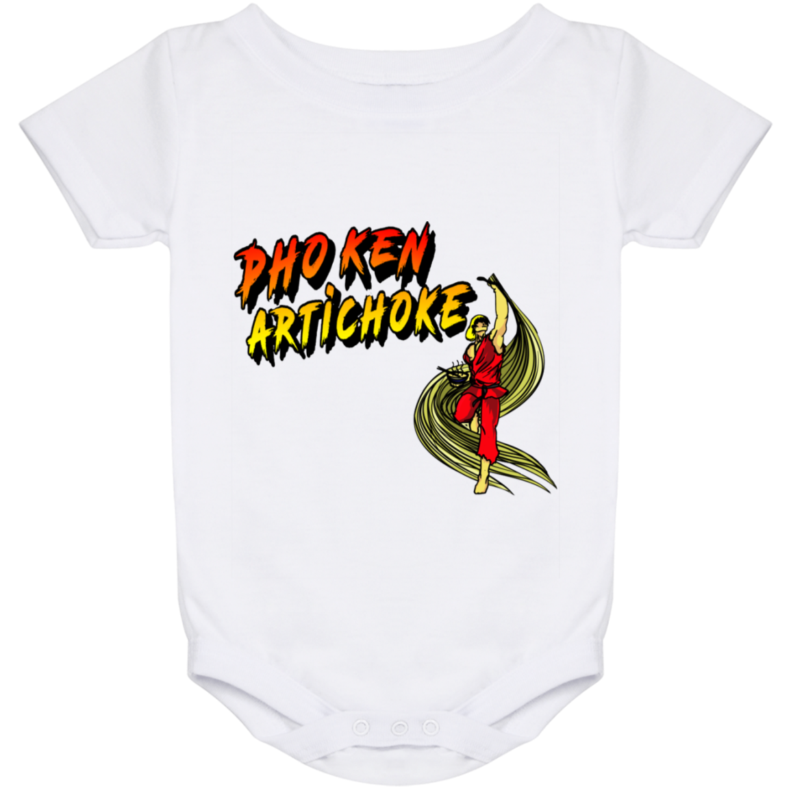 ArtichokeUSA Custom Design. Pho Ken Artichoke. Street Fighter Parody. Gaming. Baby Onesie 24 Month