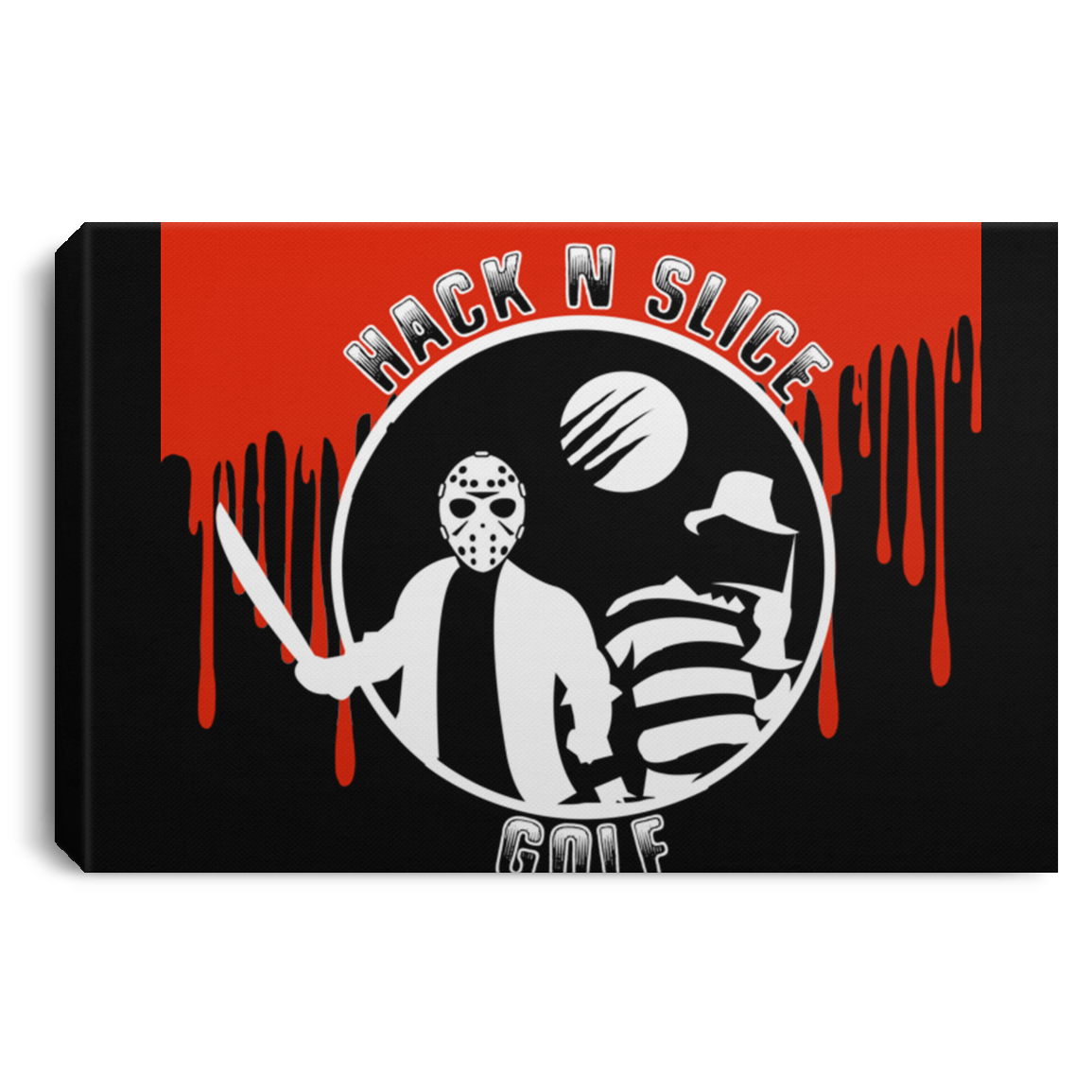 OPG Custom Design #23. Hack N Slice Golf. Freddy and Jason Fan Art. Landscape Canvas .75in Frame