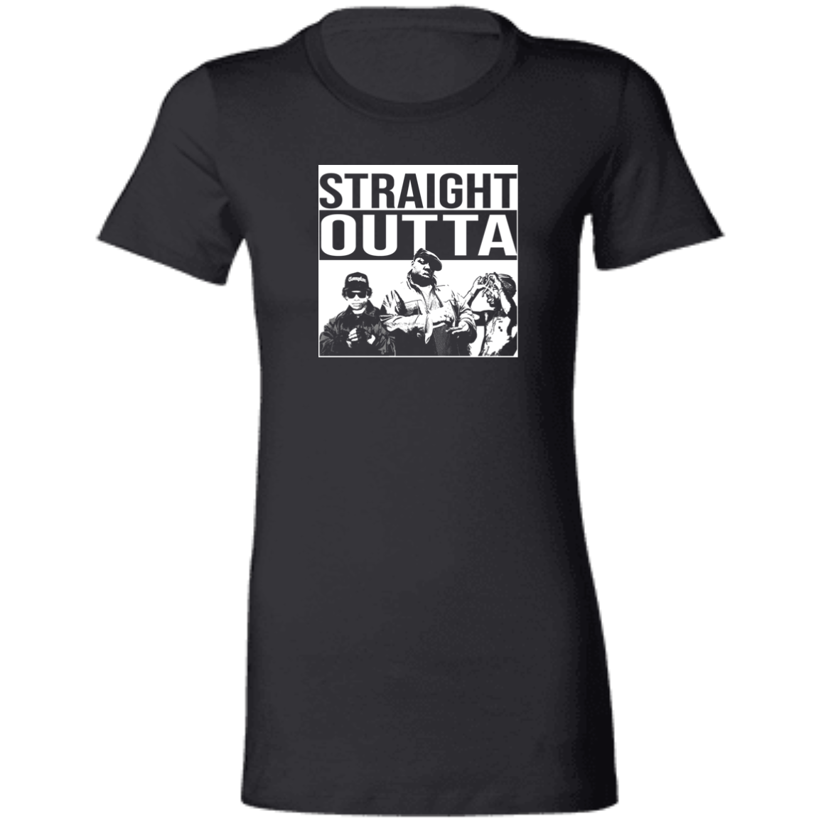 ArtichokeUSA Custom Design #23. GOATs of Rap. Straight Outta Rappers. Parody Fan Art. Slim Fit Ultra Soft Ladies' T-Shirt