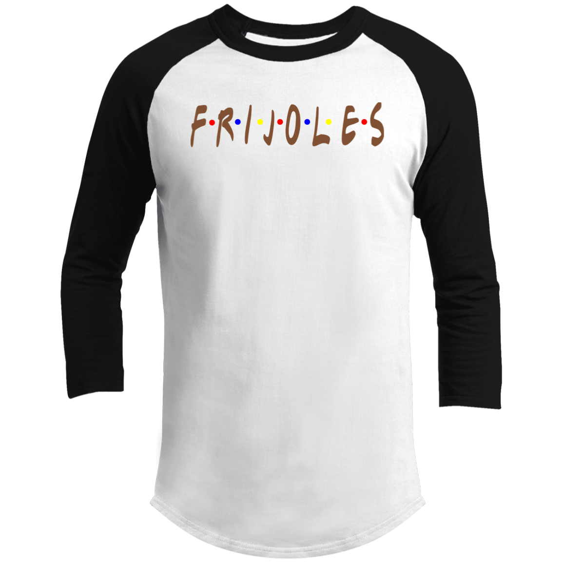 ArtichokeUSA Custom Design. FRIJOLE (CON QUESO). Men's 3/4 Raglan Sleeve Shirt
