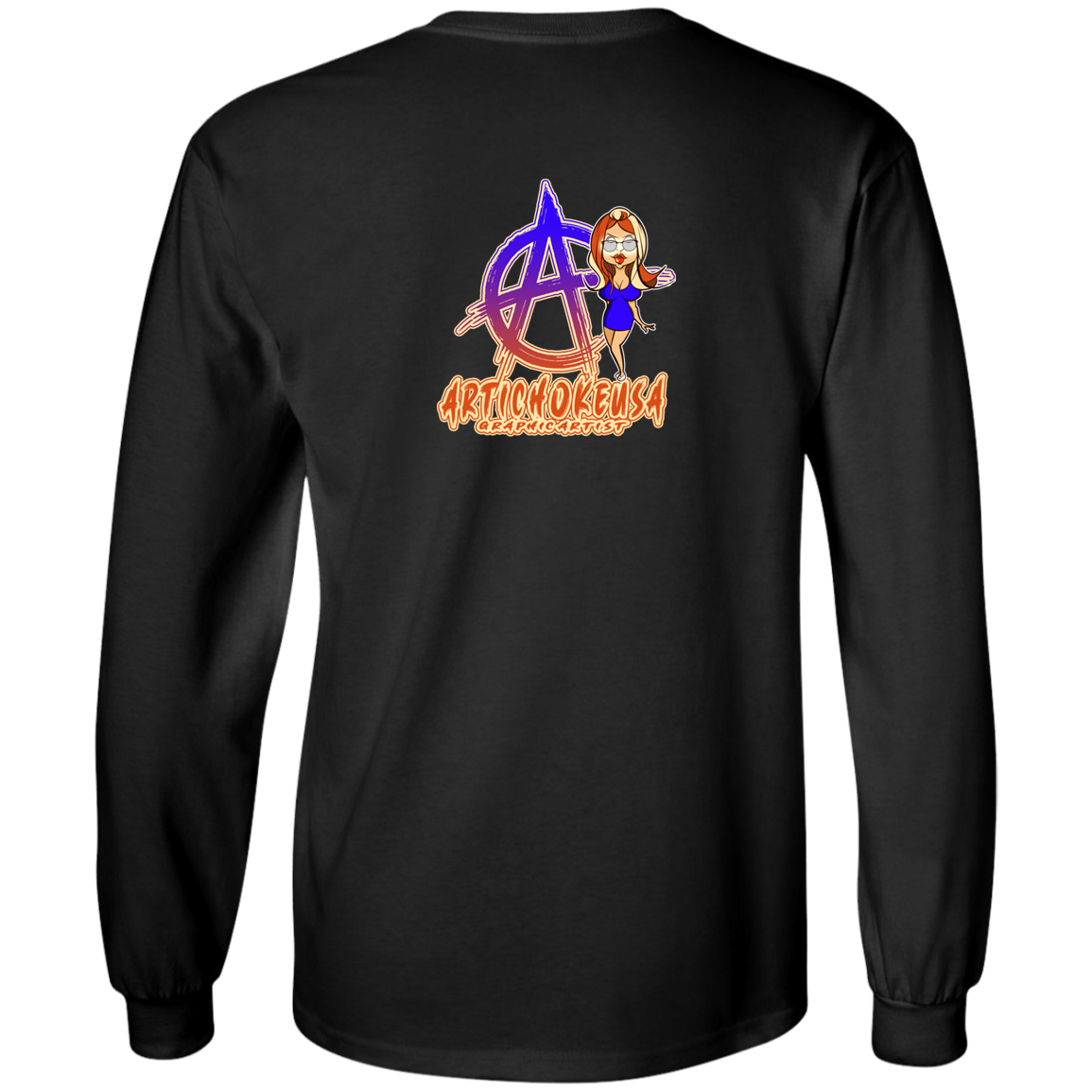 ArtichokeUSA Character and Font Design. Let’s Create Your Own Design Today. Blue Girl. Youth Long Sleeve T-Shirt