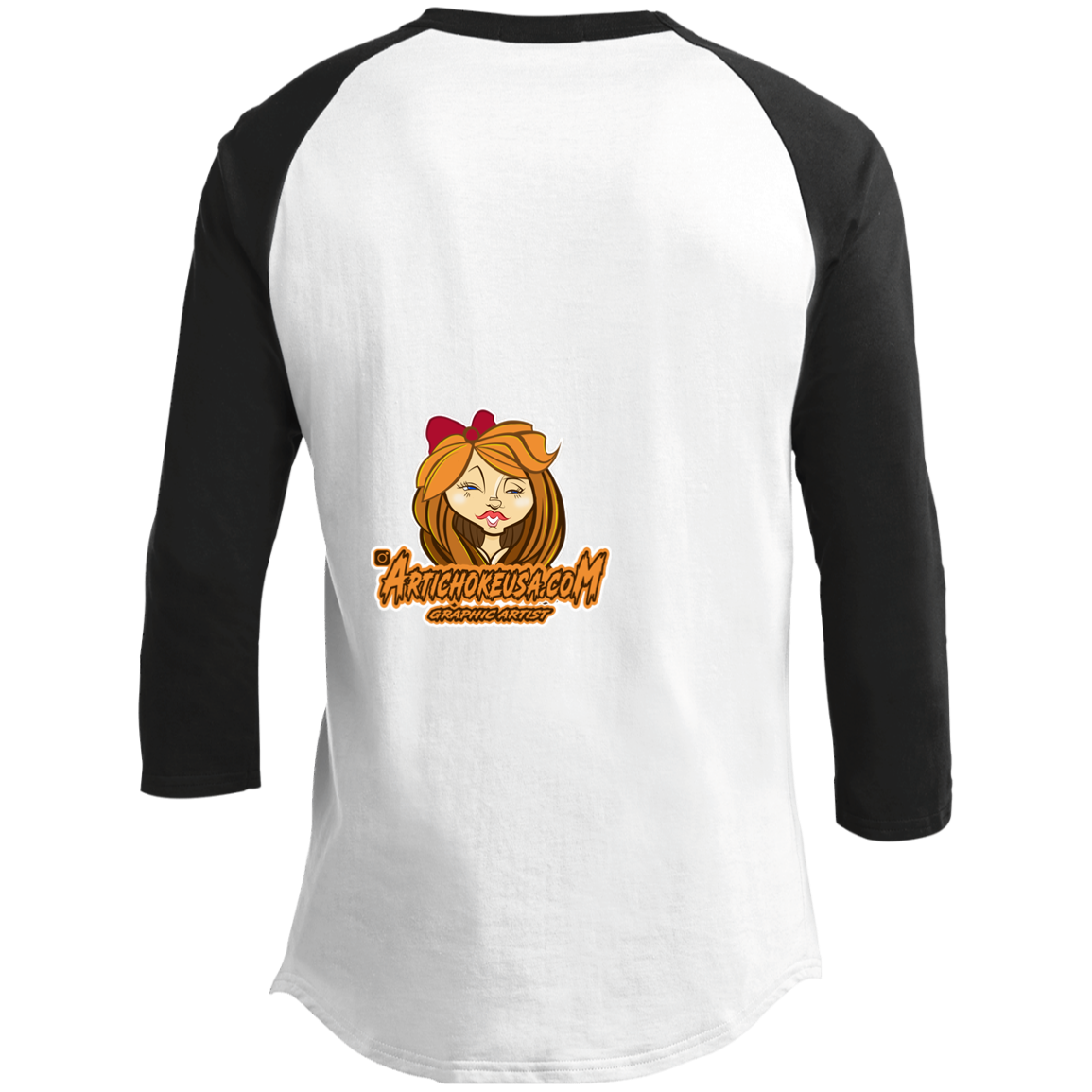 ZZ#21 Characters and Fonts. Aubrey. A show case of my characters and font styles. Youth 3/4 Raglan Sleeve Shirt