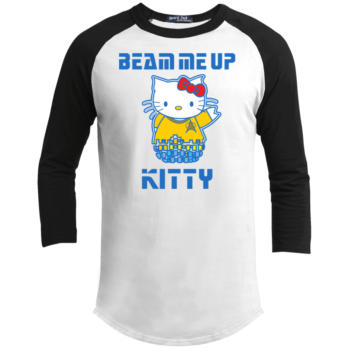 ArtichokeUSA Custom Design. Beam Me Up Kitty. Fan Art / Parody. Youth 3/4 Raglan Sleeve Shirt