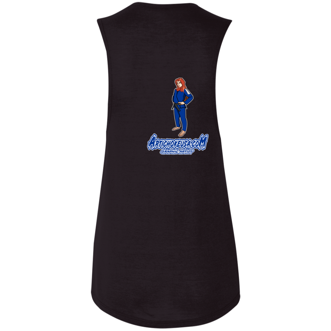 ArtichokeUSA Character and Font design. Let's Create Your Own Team Design Today. Amber. Ladies' Flowy Muscle Tank