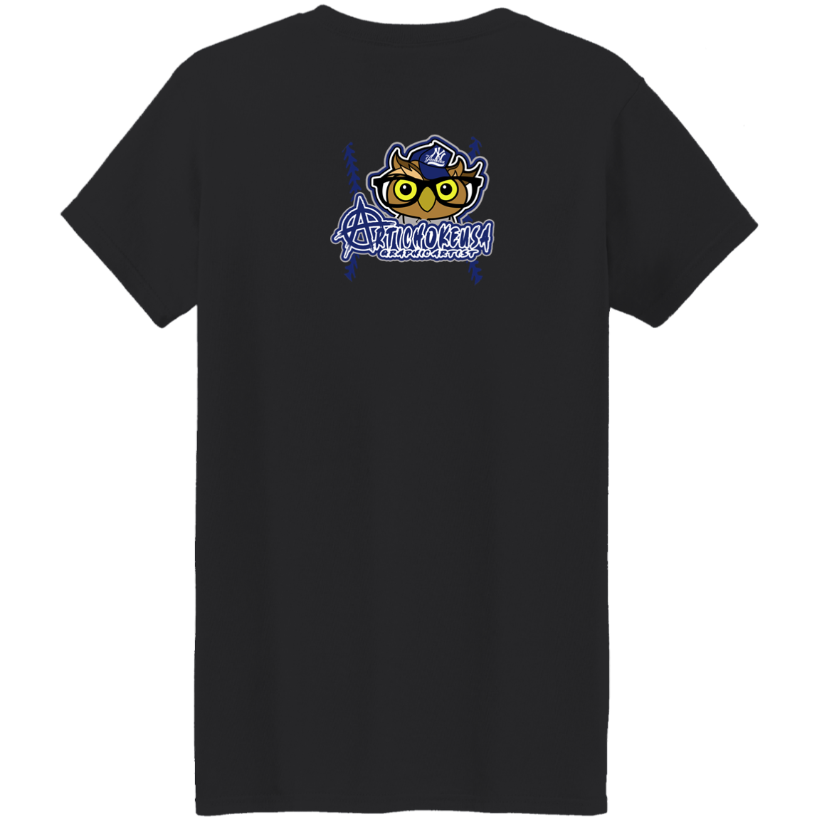 ArtichokeUSA Character and Font design. New York Owl. NY Yankees Fan Art. Let's Create Your Own Team Design Today. Ladies' 5.3 oz. T-Shirt