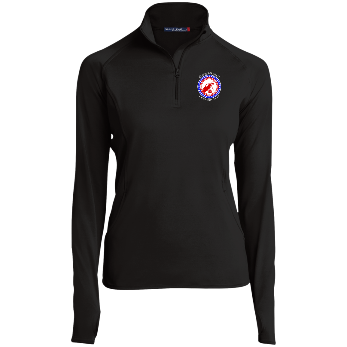 OPG Custom Design #18. Weapons of Grass Destruction. Ladies' 1/2 Zip Performance Pullover