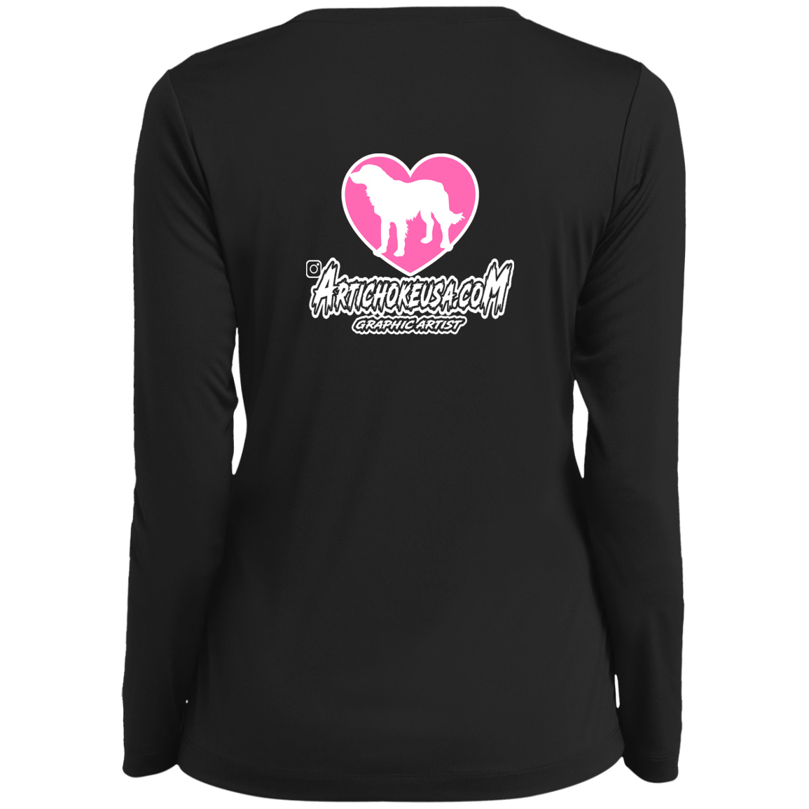 ArtichokeUSA Custom Design. Ruffing the Passer. Labrador Edition. Female Version. Ladies’ Long Sleeve Performance V-Neck Tee