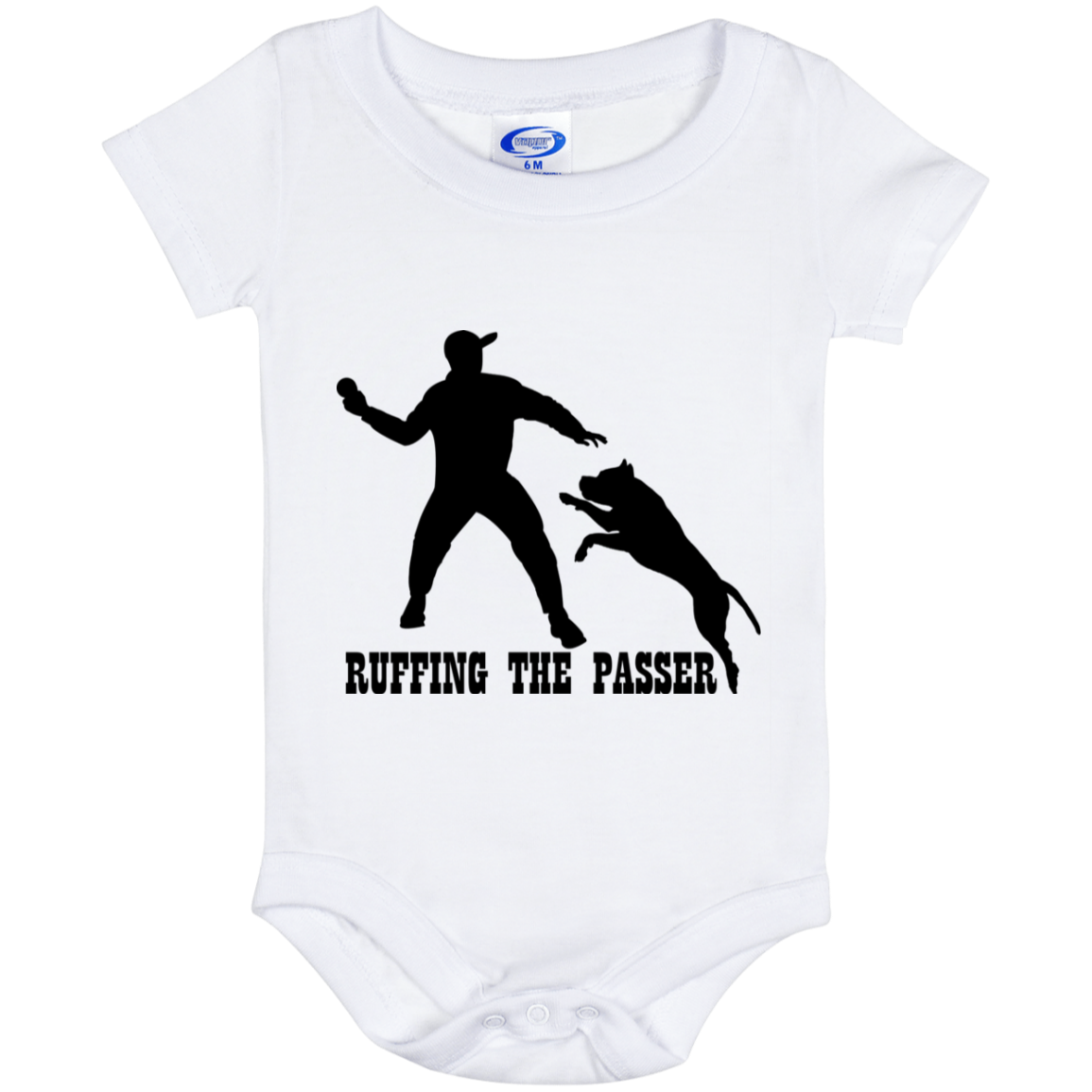 ArtichokeUSA Custom Design. Ruffing the Passer. Pitbull Edition. Male Version. Baby Onesie 6 Month