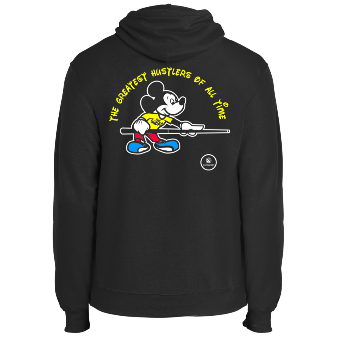 The GHOATS Custom Design #19. Look at the back. Mickey Hustle. Mickey Fan Art. Fleece Pullover Hoodie