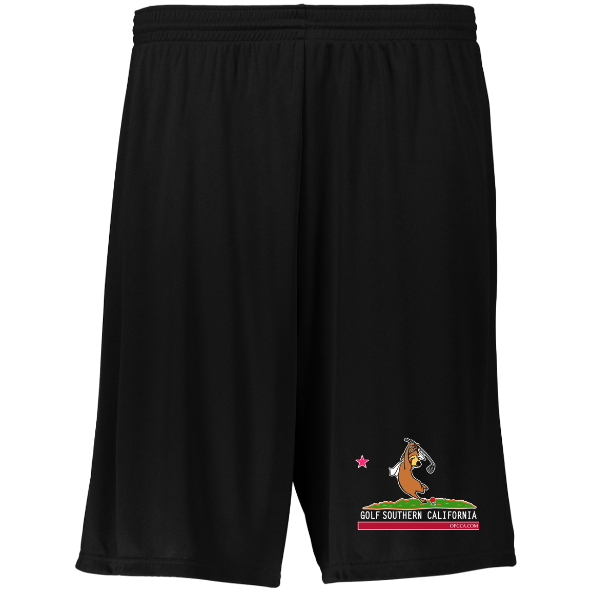 Custom Design #15. Golf Southern California with Yogi Fan Art. Moisture-Wicking 9 inch Inseam Training Shorts