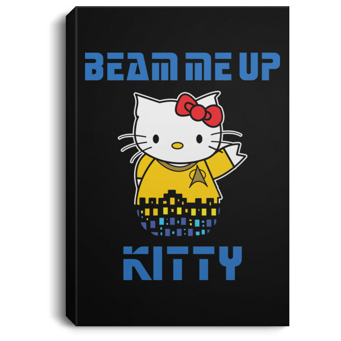 ArtichokeUSA Custom Design. Beam Me Up Kitty. Fan Art / Parody. Portrait Canvas .75in Frame