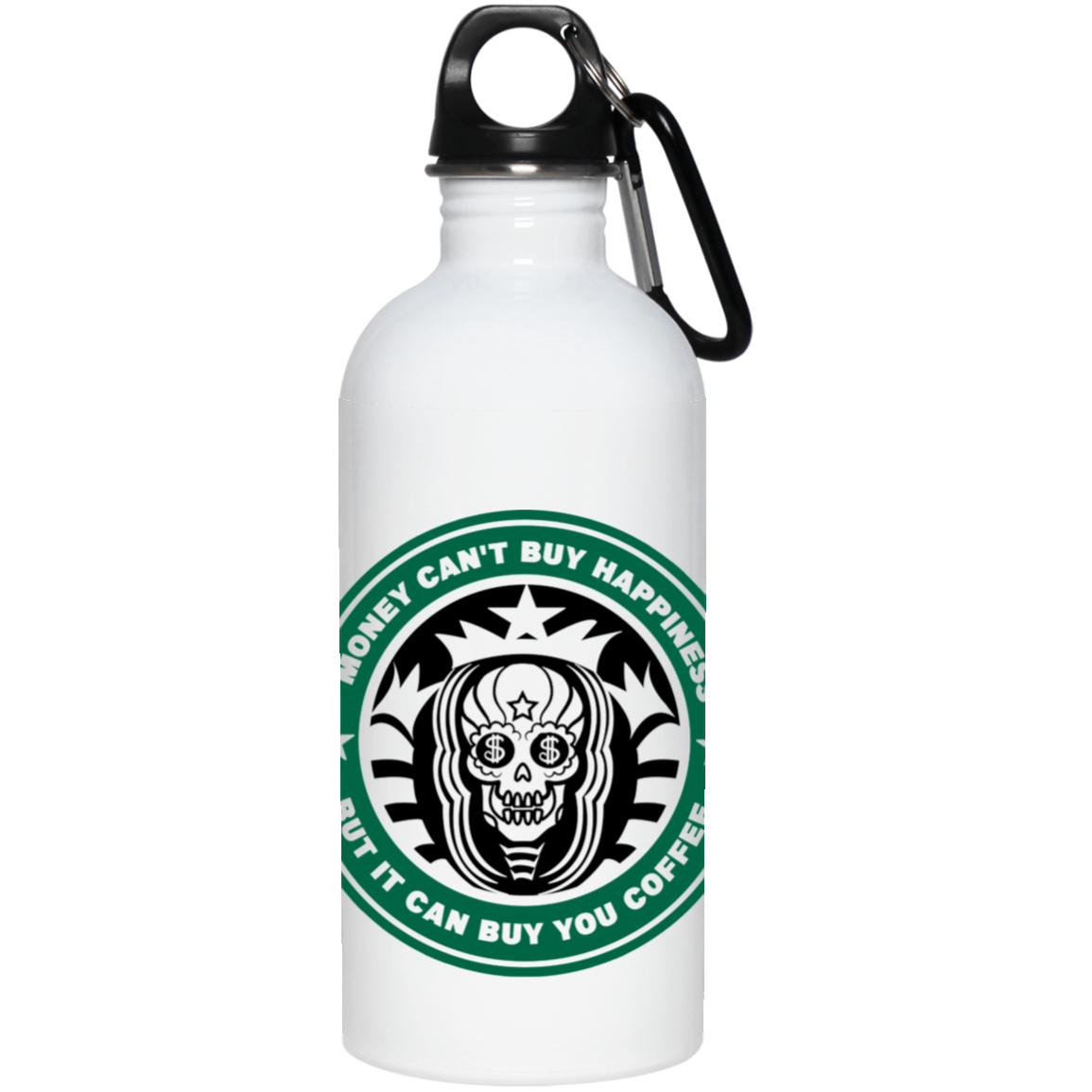 ArtichokeUSA Custom Design. Money Can't Buy Happiness But It Can Buy You Coffee. 20 oz. Stainless Steel Water Bottle