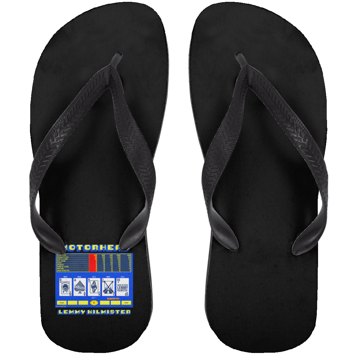 ArtichokeUSA Custom Design. Motorhead's Lemmy Kilmister Tribute. Rock In Peace! Adult Flip Flops