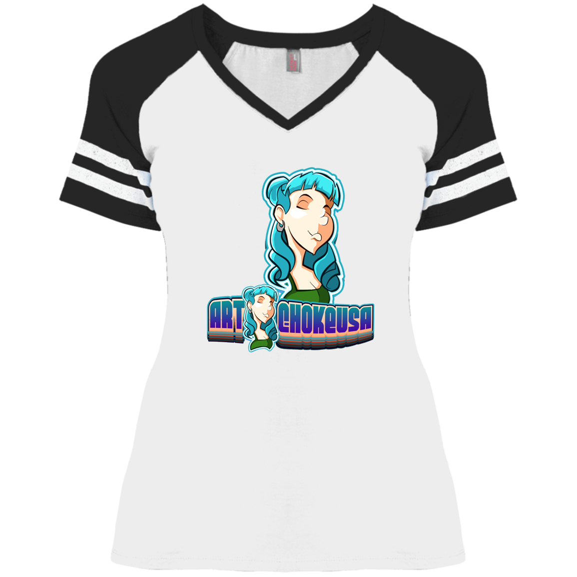 ArtichokeUSA Characters and Fonts. "Shelly" Let’s Create Your Own Design Today. Ladies' Game V-Neck T-Shirt