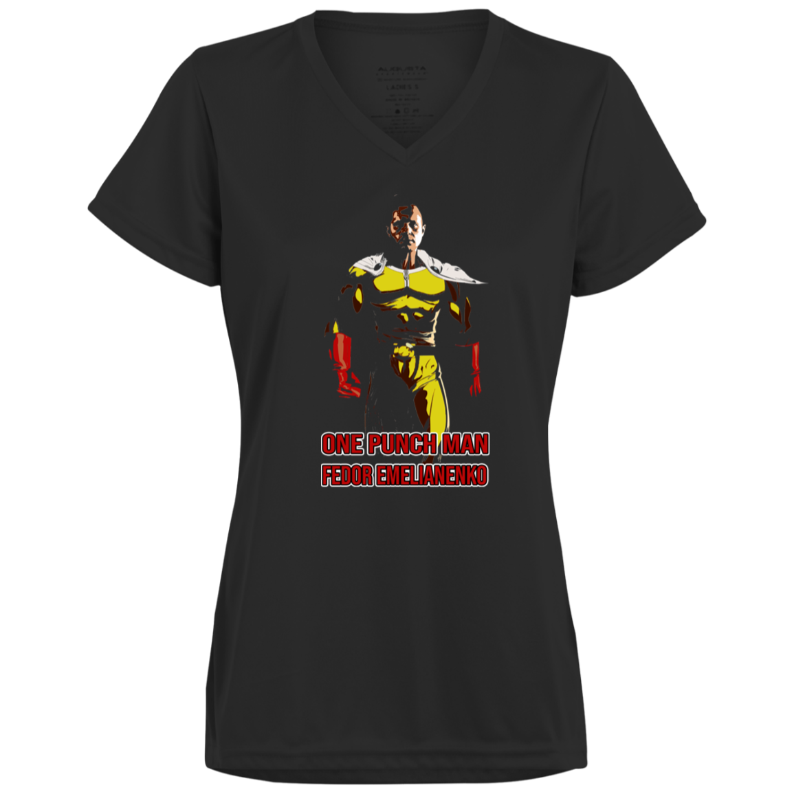 ArtichokeUSA Custom Design. One Punch Fedor. Fedor Emelianenko/One Punch Man Fan Art. Ladies’ Moisture-Wicking V-Neck Tee