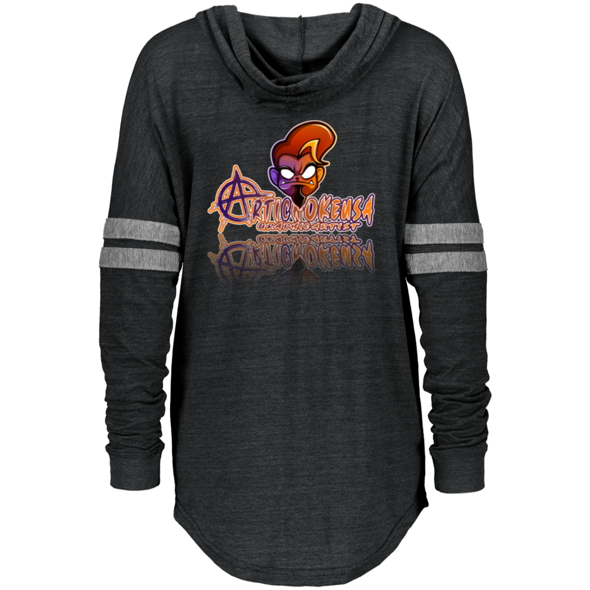 ArtichokeUSA Character and Font design. Let's Create Your Own Team Design Today. Arthur. Ladies Hooded Pullover
